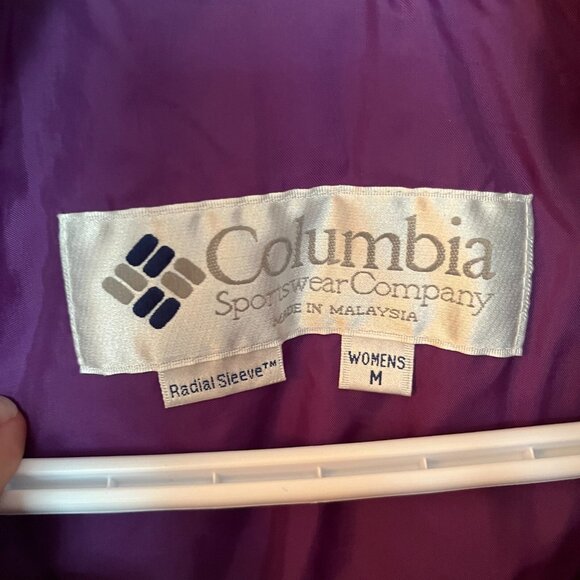 90s Women's Columbia Bugaboo Radial Sleeve Jacket Purple/Green Windbreaker Med - Picture 11 of 13
